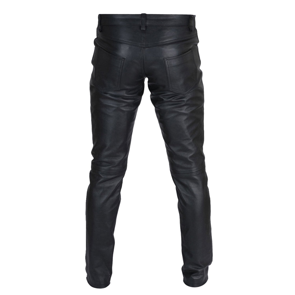 Men's Black Genuine Leather Pant