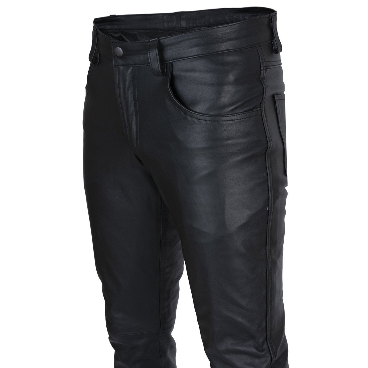 Men's Black Genuine Leather Pant