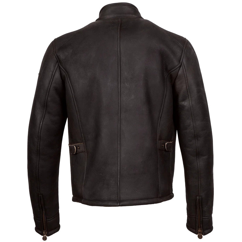 Men Black Shearling Flight Bomber Jacket