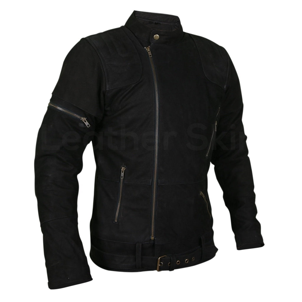 Men’s White Western Cowboy Suede Leather Jacket - Fringe Details