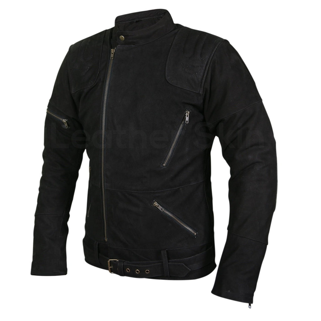 Men’s White Western Cowboy Suede Leather Jacket - Fringe Details