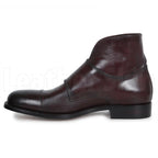 Men Brown Double Monk Strap Genuine Leather Boots