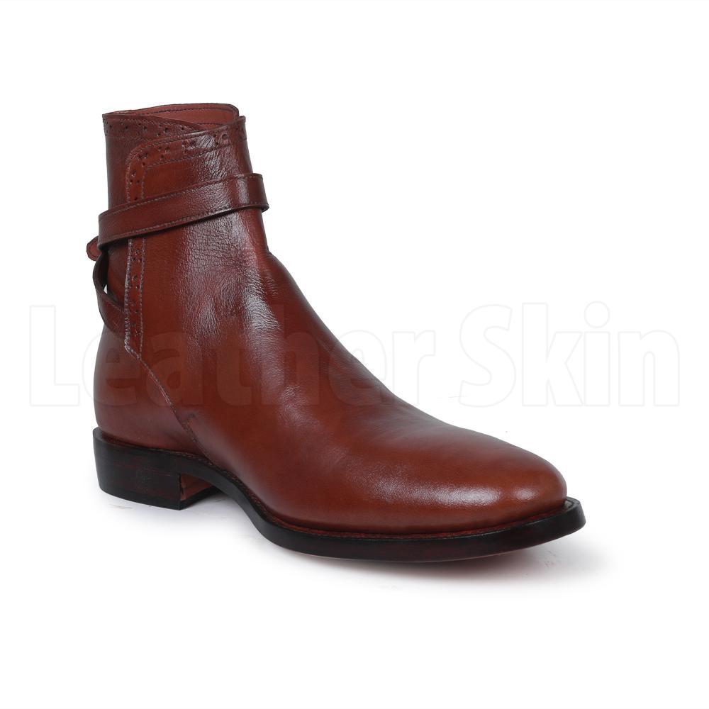 Men Brown Jodhpurs Genuine Leather Boots