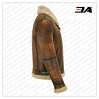 Men Distressed Brown Shearling Jacket