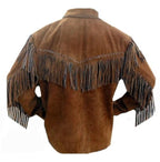 Men’s Brown Suede Western Jacket - Cowboy Style with Fringe