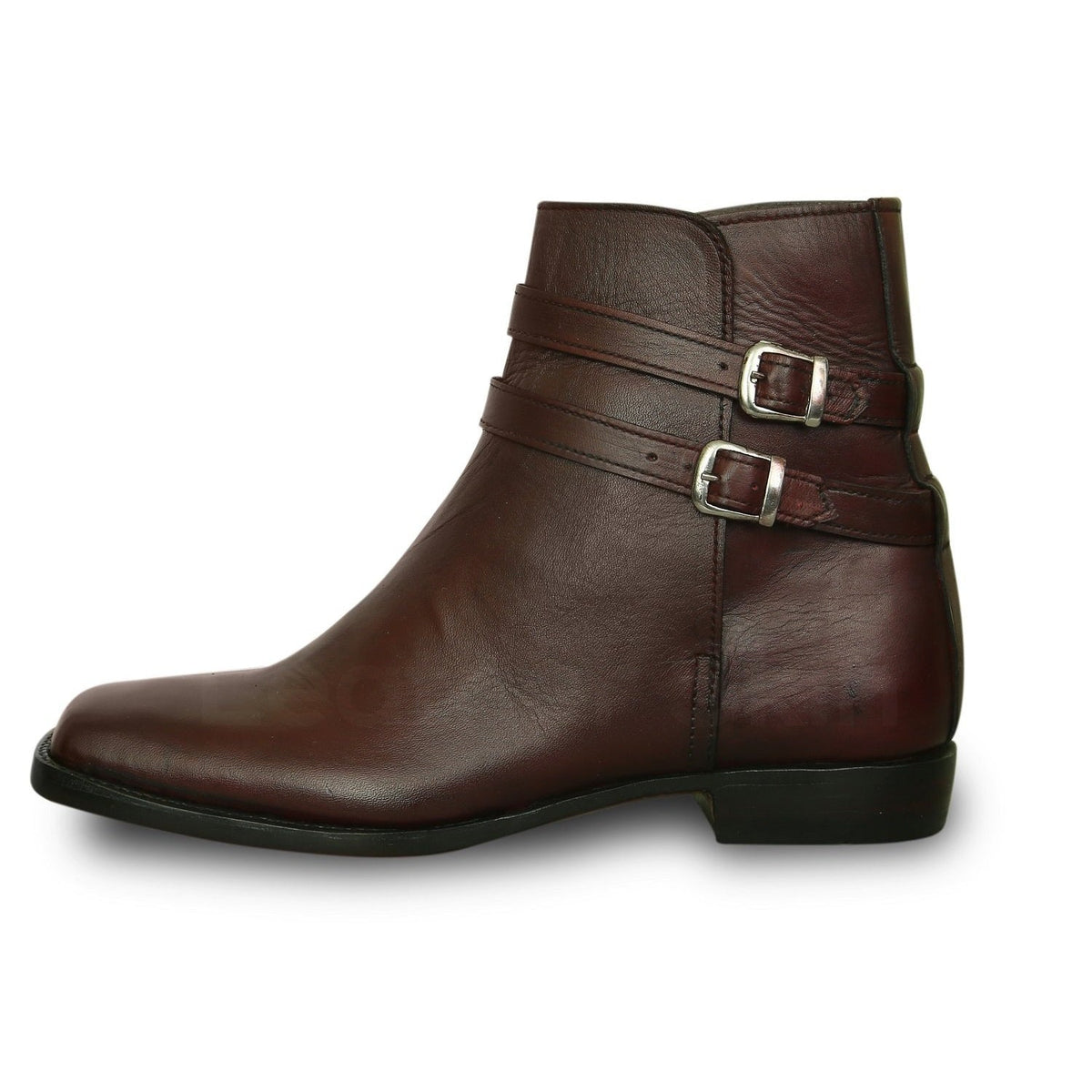 Men Burgundy Jodhpurs Ankle Genuine Leather Boots