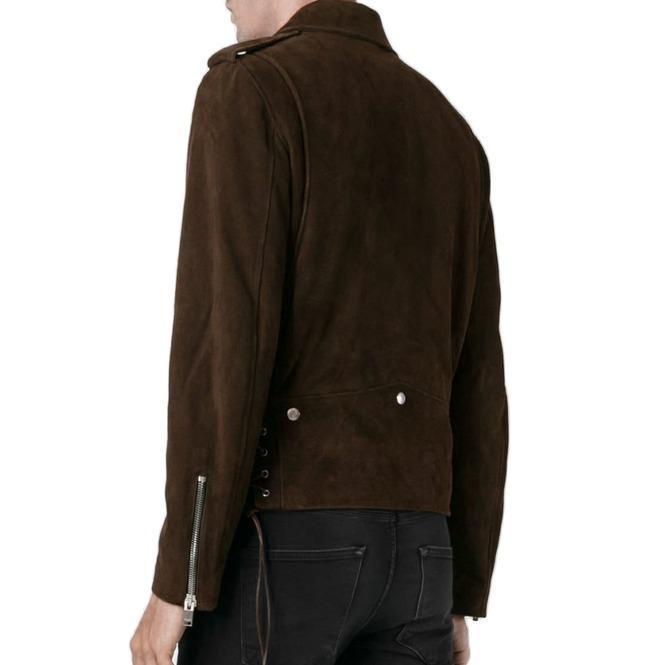 Men’s Brown Suede Fringe Motorcycle Jacket - Cowboy Western Style