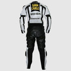 Men Honda San Carlo White Racing Motorcycle Leather Suit Jacket Pant