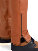 Men's Leather Pant In Tan Brown
