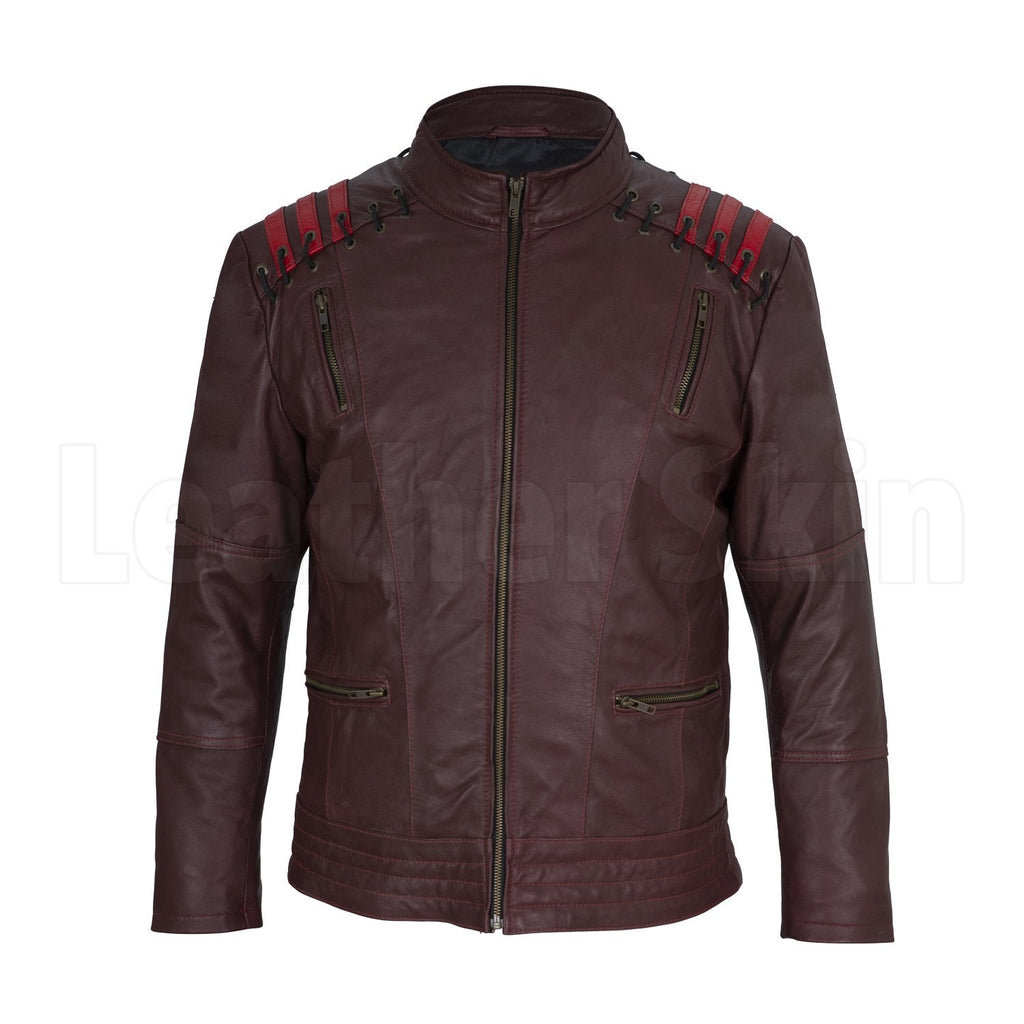 Men Maroon Leather Jacket