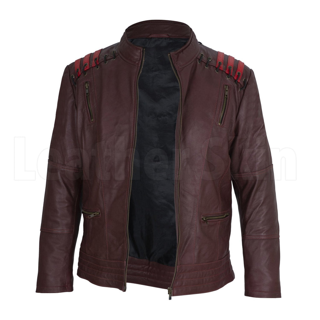 Men Maroon Leather Jacket