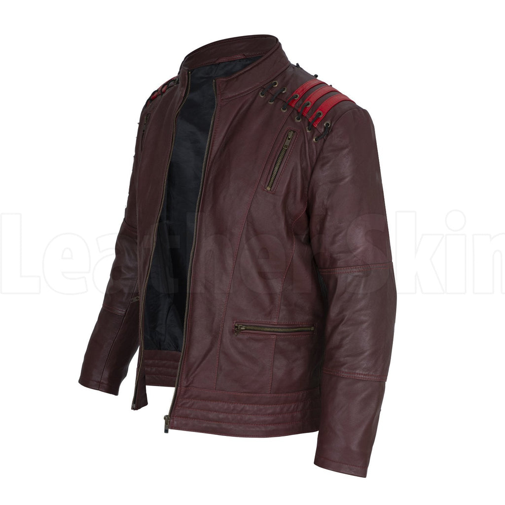 Men Maroon Leather Jacket
