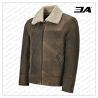 Men Old Fashion Brown Shearling Jacket
