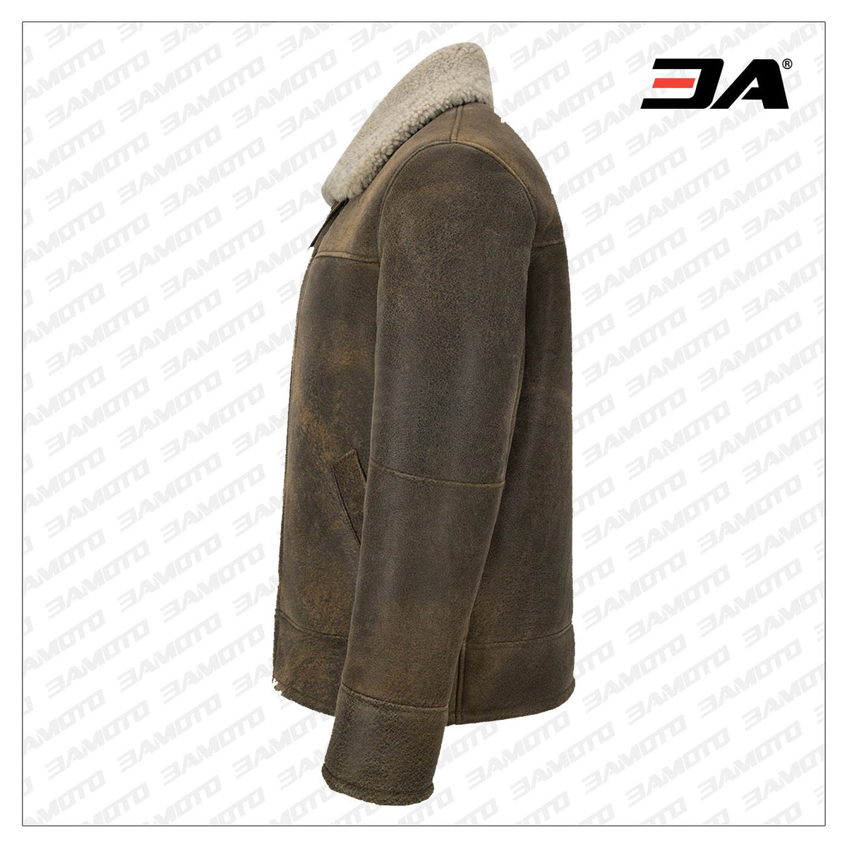 Men Old Fashion Brown Shearling Jacket
