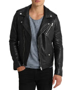 Ethan Men's Black Leather Motorcycle Jacket