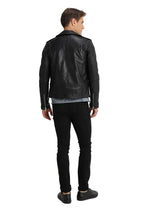 Ethan Men's Black Leather Motorcycle Jacket