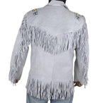 Men’s Handmade White Western Cowboy Leather Jacket