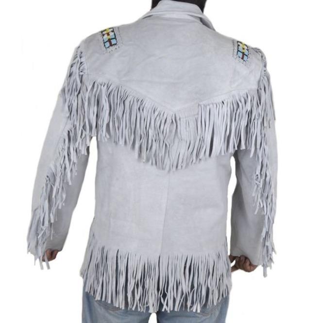 Men’s Handmade White Western Cowboy Leather Jacket