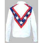 NWT White Men with Star Stripes On Front & Back Genuine Leather Jacket