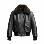 Men Black Leather Flight Bomber Leather Jacket