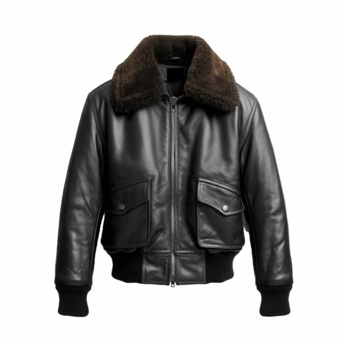 Men Black Leather Flight Bomber Leather Jacket