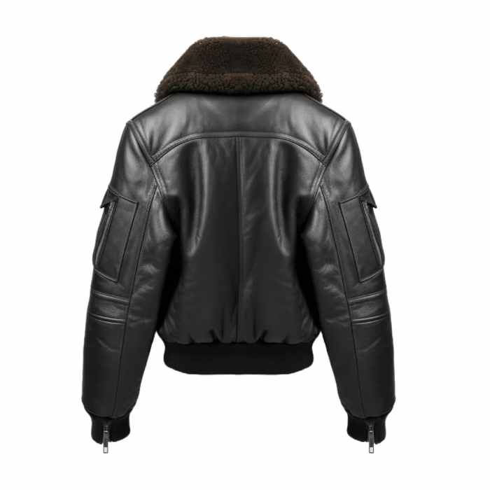 Men Black Leather Flight Bomber Leather Jacket
