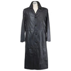 Men Leather Long Black Trench Coat