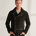 Men's Black Pilot Sheepskin Shearling Leather Aviator Jacket