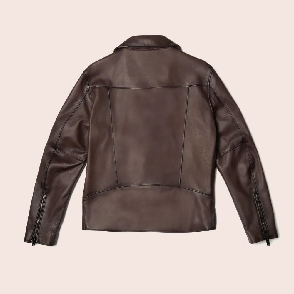 Men’s Brown Motorcycle Leather Racer Jacket