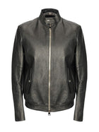 Men Shinny Jet Black Leather Jacket