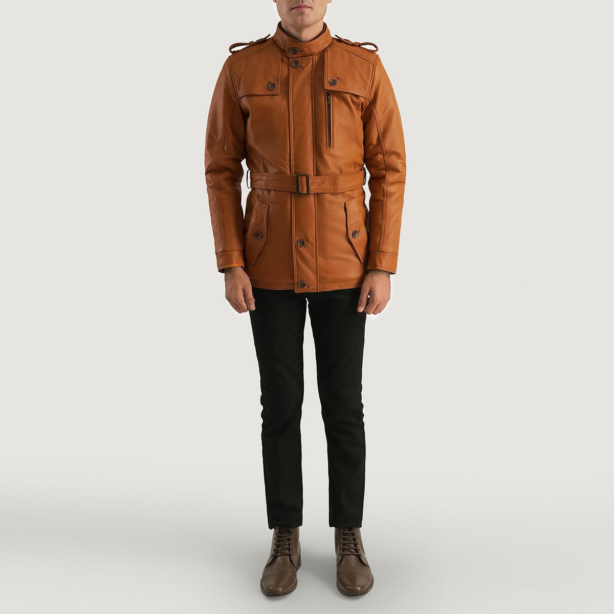 [FS] Hunter Tan Brown Fur Leather Jacket