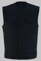 Men Black Denim Vest with Conceal Carry Pockets