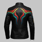 Men Black Rainbow Stripe Leather Jacket