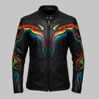 Men Black Rainbow Stripe Leather Jacket