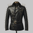 Men Handmade Spiked Studded Cowhide Leather Jacket