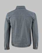 Men Heavy Duty Grey Denim Motorcycle Jacket