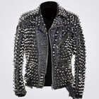 Men’s Black Punk Metal Motorcycle Leather Jacket – Avanzar Leather