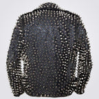 Men’s Black Punk Metal Motorcycle Leather Jacket – Avanzar Leather