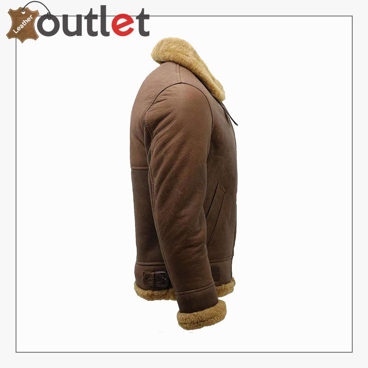 Men's Brown B3 Shearling Sheepskin WW2 Bomber Leather Flying Aviator Jacket
