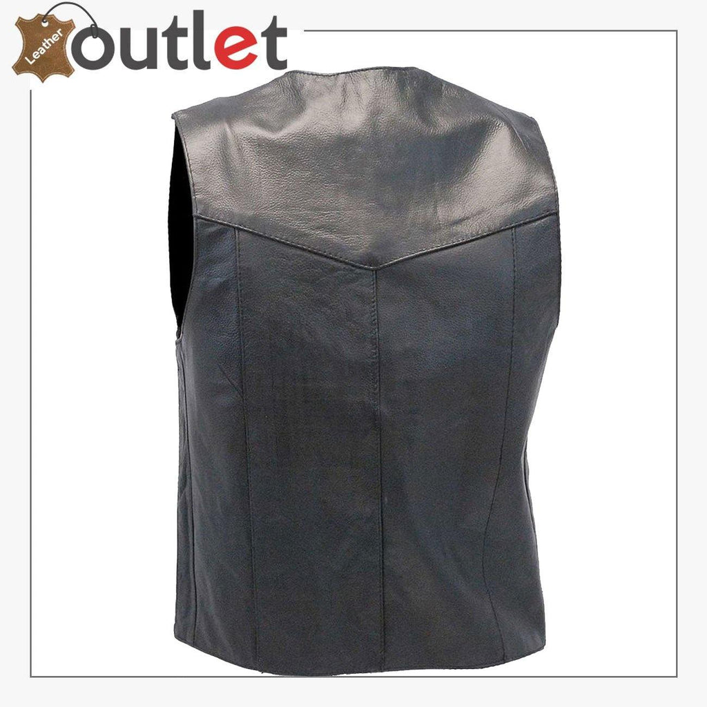 Leather Black Motorcycle Fashion Vest