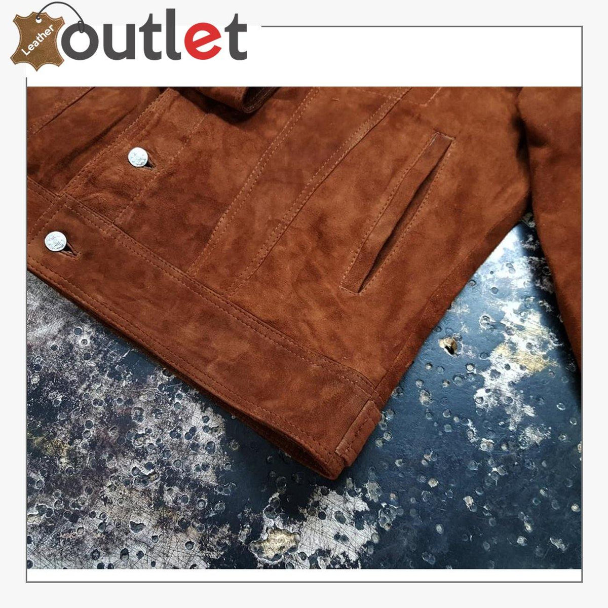 Men's Suede Leather Shirt Jacket | Brown Distressed