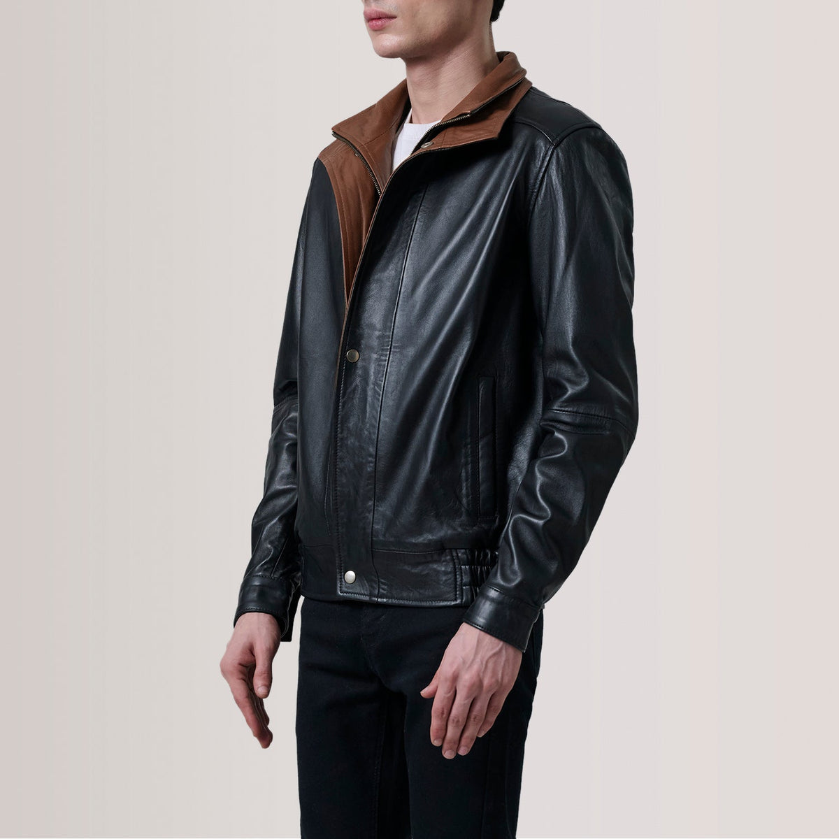 Alfred Black Leather Bomber Jacket