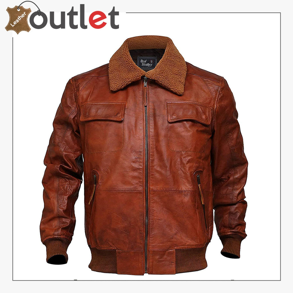 Men's Aviator Brown Air force Bomber A2 Flight Distressed Leather Jacket