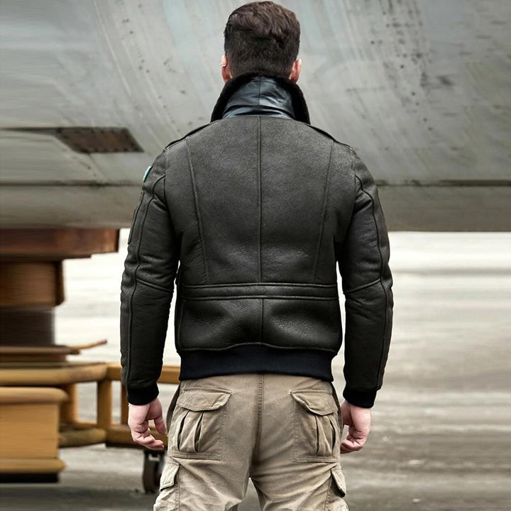 Fashion Men's B3 RAF Aviator Sheepskin Shearling Leather Bomber Jacket