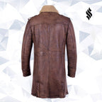 Men’s B3 aviator Sheepskin Shearling Leather Trench Brown Coat
