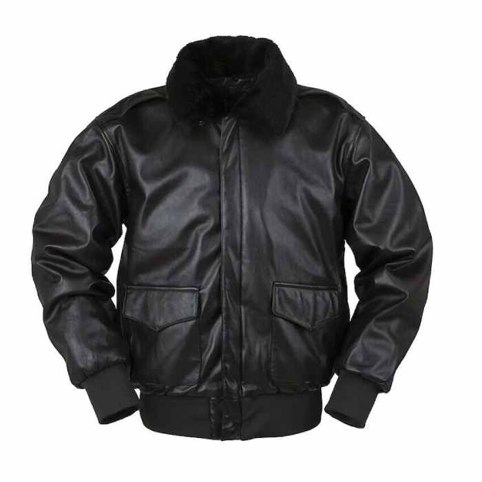 Men's Black Pilot Leather Bomber Jacket