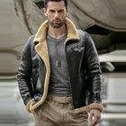Men's Leather Shearling Jacket Sheepskin Aviator Jacket