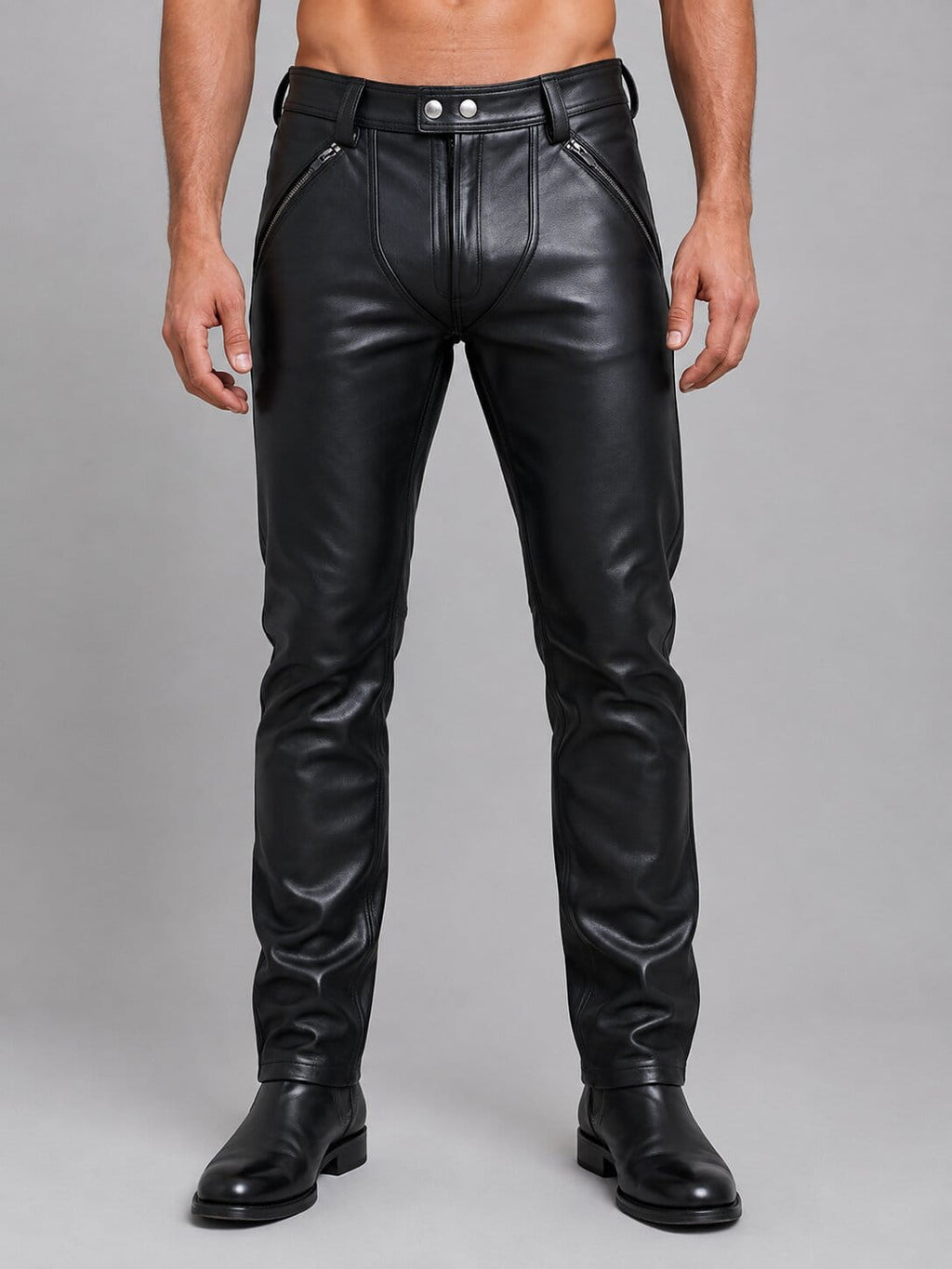 Men's Black Real Leather Pants - Premium Modern Design