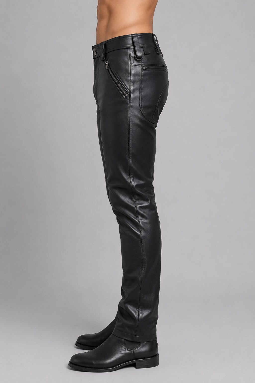 Men's Black Real Leather Pants - Premium Modern Design