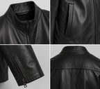Men's Black Sheepskin Biker Jacket - Classic Leather Design